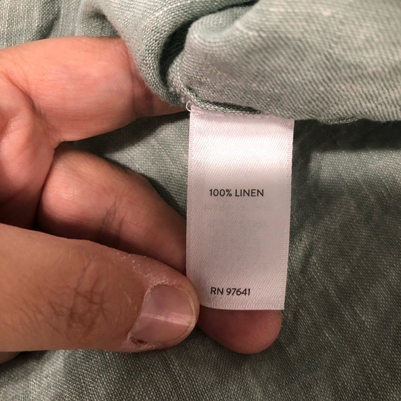 PureJill J. Jill v neck green 100% linen blouse 3/4 sleeve extra large petite - Picture 8 of 9